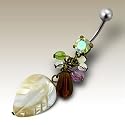 Hanging Leaf and Crystal Belly Button Ring