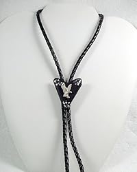 Silver Eagle Bolo Tie on Black