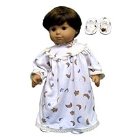 Moon and Star Print Nightgown with Matching Slippers. Fits 15 Dolls like Bitty Baby® and Bitty Twin®