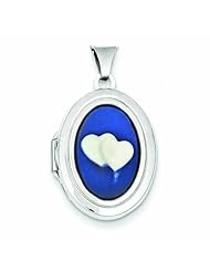 Genuine .925 Sterling Silver Double Heart Agate Cameo 21mm Oval Locket 1.9 Grams. 100% Satisfaction Guaranteed.