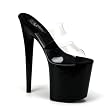 8 Inch Heel Double Strap High Platform Sandal Shoe Slip On Sexy Stripper Shoes Open Toe Black