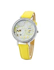 2013Newestseller Yellow Band Woman Polymer Clay Rhinestone Quartz PU Leather Bracelet Wrist Watches Princess Shoes Design