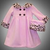 Good Lad - Pete's Partner Toddler Girls 2T-4T 2-Piece PINK BROWN ANIMAL-PRINT FAUX-FUR TRIM Fleece Dress-Coat/Jacket and Hat Set