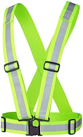 Reflective Vest, Be Seen and Stay Safe on the Roads at Nighttime, Fully Adjustable &amp; Elastic Harness for Running Vest, Cycling, Motorcycle Safety, Dog Walking - High Visibility Neon Green