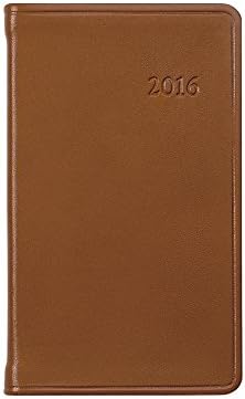 2016 Pocket Datebook Journal, Genuine Calfskin Leather, 5" , British Tan