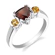 Sterling Silver 1.75 cts Trillion Garnet Round Citrine Ring Size 8