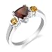 Sterling Silver 1.75 cts Trillion Garnet Round Citrine Ring Size 8