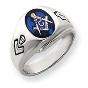 14k Gold White Gold Men's Masonic Ring