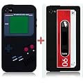 Retro Audio KASETTE + Gameboy H�lle Schwarz - Cover f�r Iphone 4 / 4s - Silikonh�lle in SCHWARZ