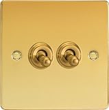 Varilight - 2G 1 or 2W 10A Classic Toggle Switch Dimension Polished Brass - XDVT2