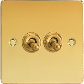 Varilight - 2G 1 or 2W 10A Classic Toggle Switch Dimension Polished Brass - XDVT2