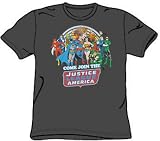 DC Comics - COME JOIN THE JUSTICE LEAGUE Adult Charcoal T-shirt Tee Shirt