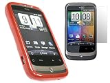 iTALKonline (Transparent) RED TWIN PACK ProGel Super Hydro Gel Protective Armour/Case/Skin/Cover/Shell & LCD Screen/Scratch Protector with MicroFibre Cleaning Cloth For HTC WildFire (Wild Fire)