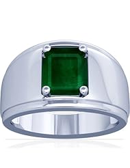 14K White Gold Emerald Cut Emerald Solitaire Ring