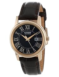 Citizen Womens EW1569-01E "Eco-Drive" Rose Gold-Tone Stainless Steel and Brown Leather Watch
