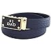 FEDEY Mens Ratchet Belt, Leather, Signature Series, Automatic Statement Buckle, No1 DAD - Navy Blue/Gold, Medium