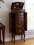 6-Drawer Antique Jewelry Armoire - Mahogany
