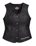 Harley-Davidson® Womens Patches and Pins Lightweight Leather Vest. Embroidery. 98197-11VW