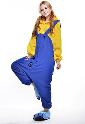 Shuante - Kigurumi Sleep Suit Pajamas Unisex Adult Anime Cosplay Halloween Costume (M, Laugh Minion)