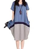 【TPGROWIN】 マタニティ ウェア 授乳服 ワンピース バイカラー チュニック エレガント 外出着 妊婦服 出産 準備 産前 産後 全3色 (M, ブルー)