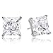 Princess Cut Square Cz Basket Set 925 Sterling Silver Unisex Stud Earrings