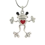 iClovers Enamel Collections Frog with Heart Necklace with Crystals - 25mm