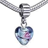 Murano Glass Bead Dangle Murano Glass Turquoise Heart Fit Pandora Bead Charm Bracelet