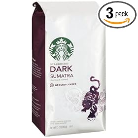 Starbucks Sumatra Coffee, Ground, 12-Ounce Bags (Pack of 3)
