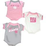 Reebok New York Giants Infant 3-Piece Creeper Set - Pink 0-3 Months