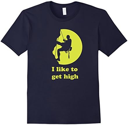 Men's Like To Get High - Rock Climbing T-Shirt Medium Navy