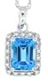 1.65ct Emerald Cut Blue Topaz and Diamond Gemstone Pendant in 10Kt White Gold w/chain