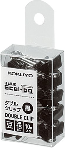 コクヨS&T ダブルクリップ <Scel-Bo>(シェルボ) PET個箱タイプ 豆・黒 クリ-J36D