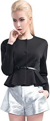 Agatha Garcia Women's Stylish Long Sleeves Solid Blazer with Ruffles