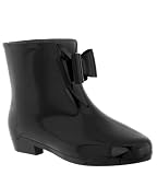 Capelli New York Opaque With Jelly Bow Ladies Mademoiselle Bootie Jelly Rain Boot Jet Black 6