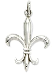 14k White Gold Polished Fleur De Lis Charm