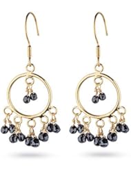 4.00 Cts Black Diamond Briolette Earrings in 18K Yellow Gold