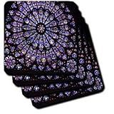Notre Dame Cathedral Stained Glass - Set Of 4 Ceramic Tile Coasters
