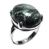 Seraphinite and Sterling Silver Prong Ring Sizes 7, 8, 9, 10