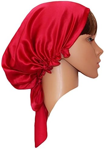 Ayiyoy 100% Mulberry Silk Soft Bonnet Sleep Cap (M, Rose Red)