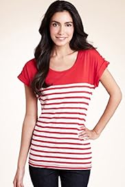 Scoop Neck Striped Yoke Top