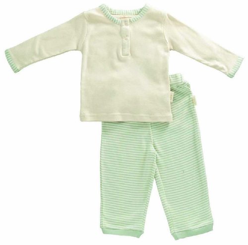 Tadpoles Organic Cotton Boys Pant and Top 2 Piece Set, Sage, 0-3 Months