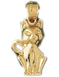 Dazzlers Solid 14k Gold Cat Charm Pendant Available in three colors from jewelsberry (weights: 1.8 grams only)