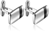 Sterling Silver Black Accent Rectangular Cuff Links