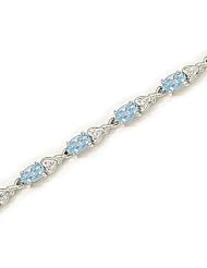 14kt Yellow Gold Oval Aquamarine and Diamond Bracelet