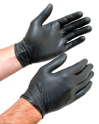 Ammex GPNB46100 GlovePlus Black Nitrile Powder Free - Large - Box of 100 Gloves
