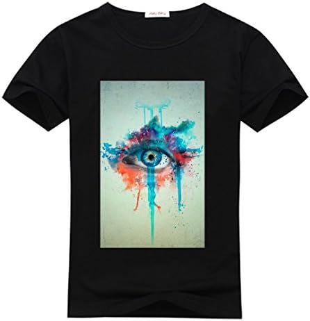 Psychedelic Anime Mens T-Shirts Eye Minimalistic Painting X-Large Black
