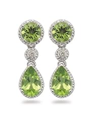 0.03 Cts Diamond & 4.00 Cts Peridot Earrings in 14K White Gold