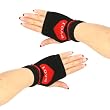 Knit Hand Warmer Fingerless Love Heart Gloves Red with Black
