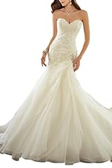 Organza Lace-Up Applique Natural   Waistline Flared-Skirt Sweetheart Wedding Dress 