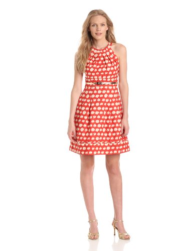 Eliza J Women's Halter Fit and Flare Dress, Red, 12 Eliza J Women's Halter Fit and Flare Dress, Red, 12